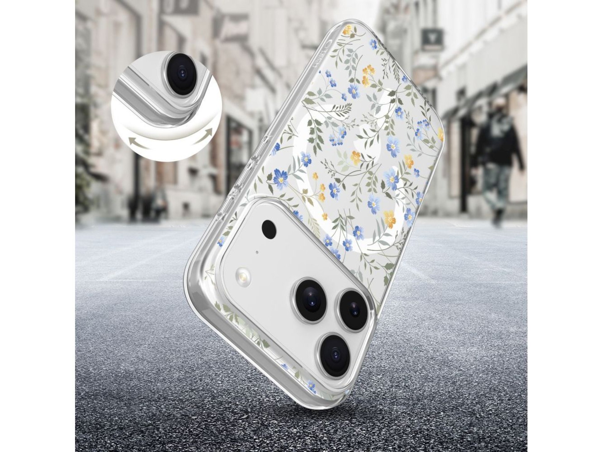 Capa Tech-Protect FlexAir MagSafe para iPhone 17 Pro - Margaridas com Folhas