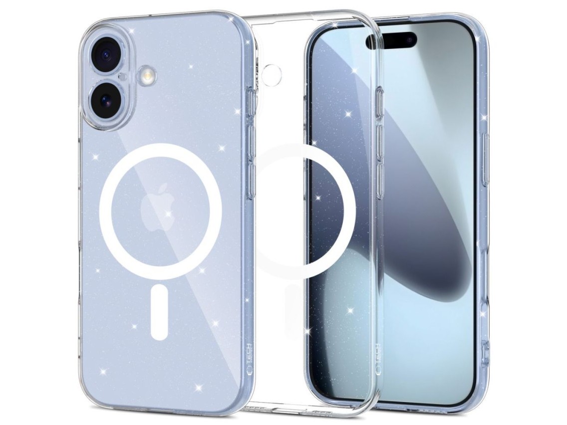Capa Tech-Protect FlexAir MagSafe para iPhone 17 - Glitter transparente