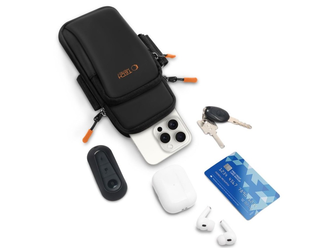 Funda universal para brazalete deportivo Tech-Protect M7 - Negro y naranja