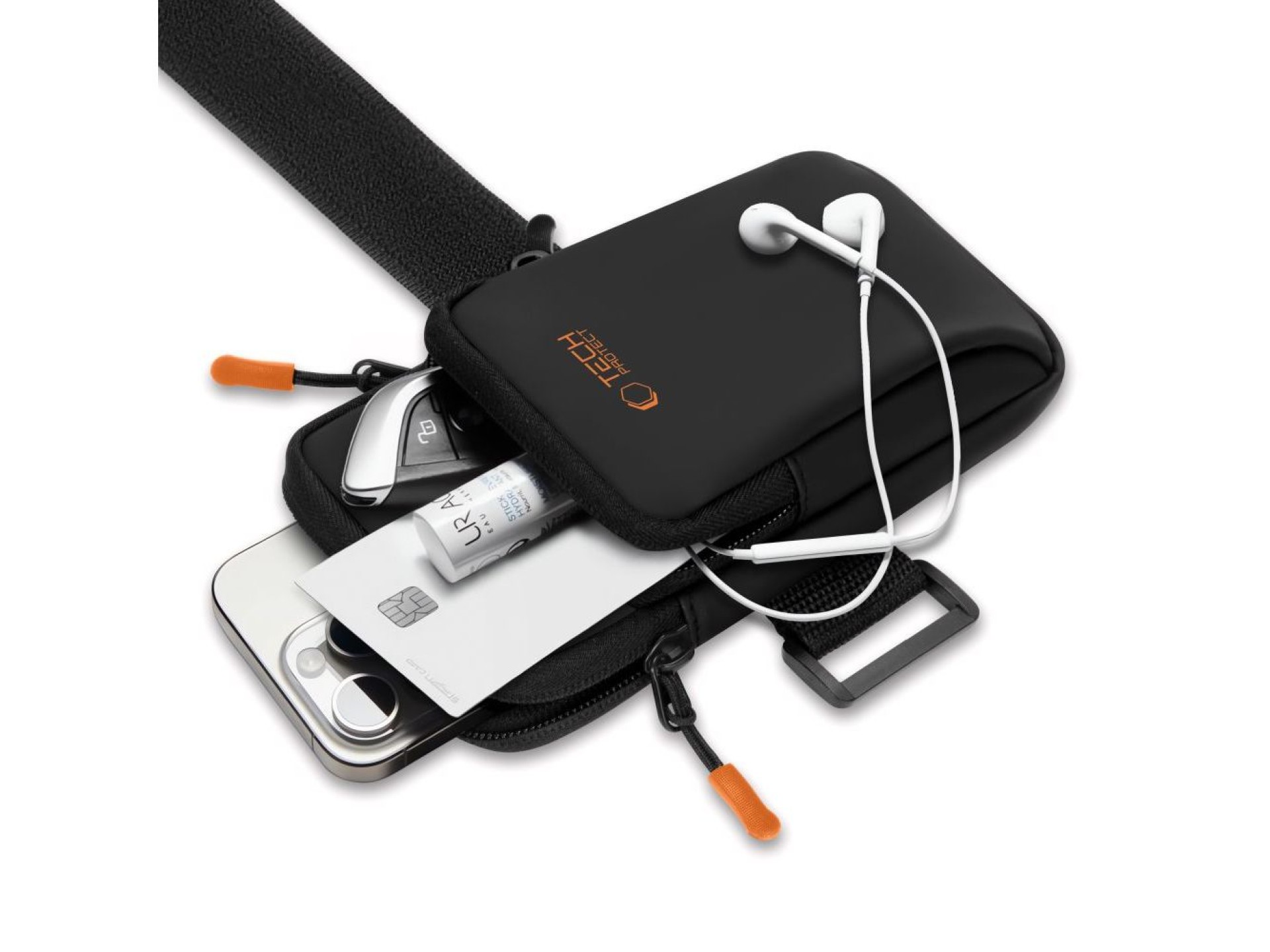 Funda universal para brazalete deportivo Tech-Protect M7 - Negro y naranja