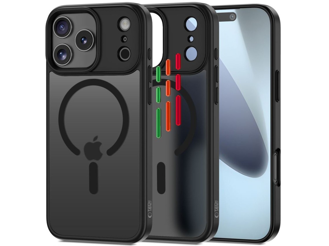 Conjunto de 4 capas MagSafe Tech-Protect MagMat XT para iPhone 17 Pro Max - Preto Fosco