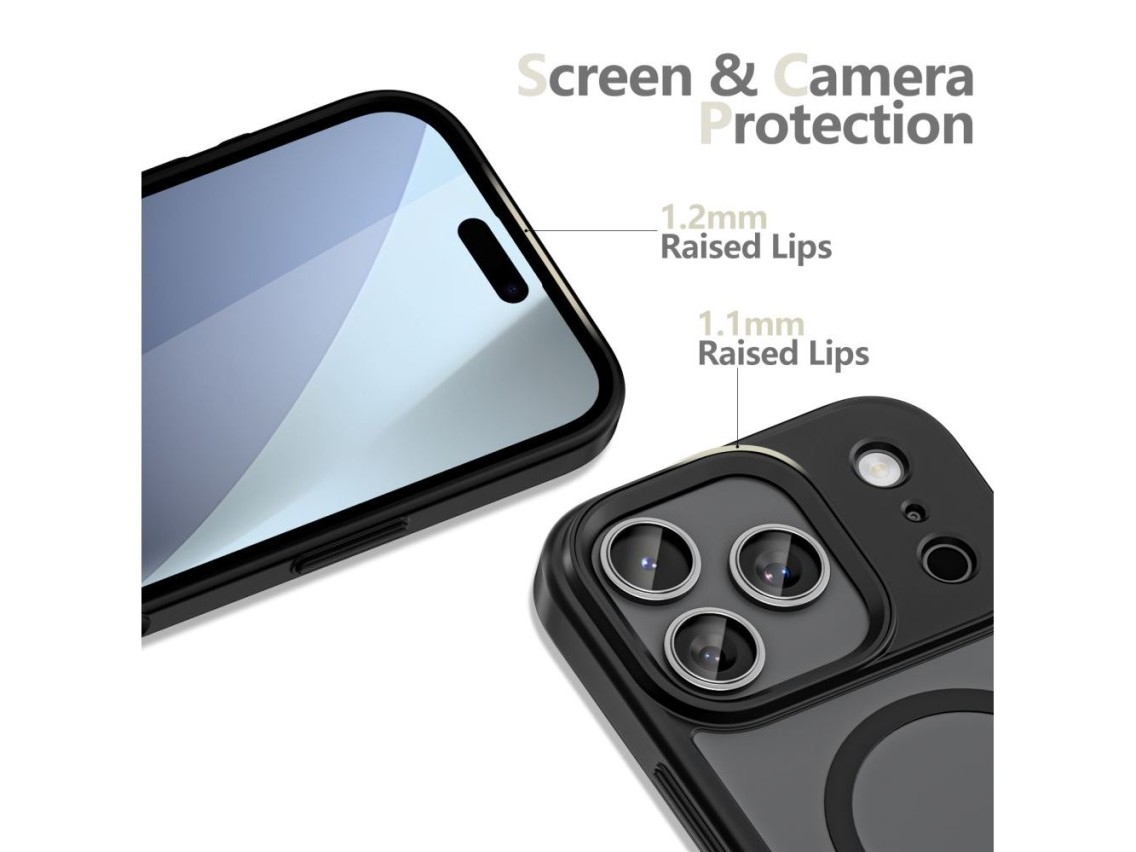 Conjunto de 4 capas MagSafe Tech-Protect MagMat XT para iPhone 17 Pro Max - Preto Fosco