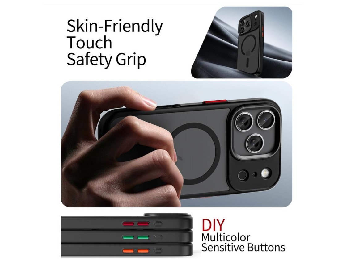 Conjunto de 4 capas MagSafe Tech-Protect MagMat XT para iPhone 17 Pro Max - Preto Fosco