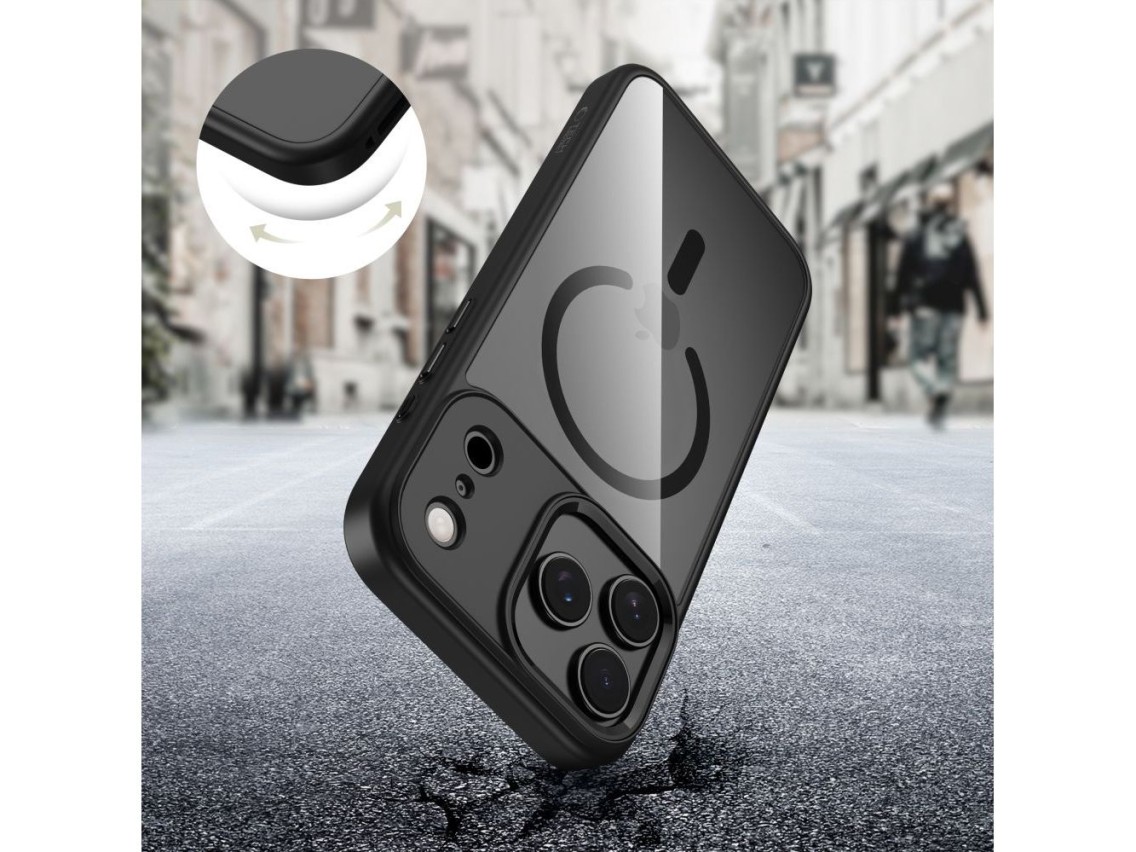 Funda Tech-Protect MagMat MagSafe para iPhone 17 Pro Max - Negro transparente