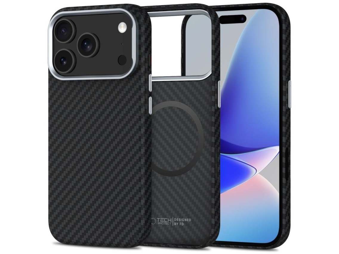 Tech-Protect Ion Carbon MagSafe case for iPhone 17 Pro - black and silver
