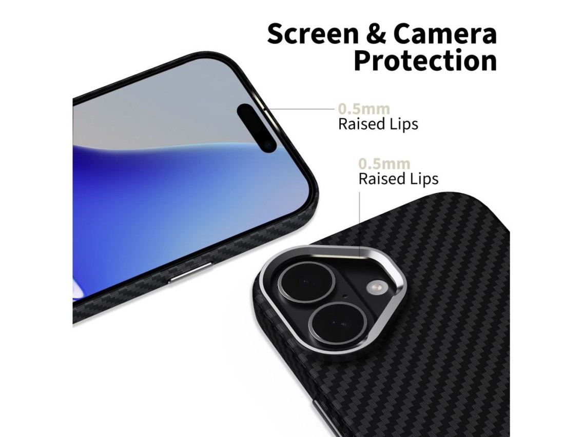 Tech-Protect Ion Carbon MagSafe case for iPhone 17 - black and silver
