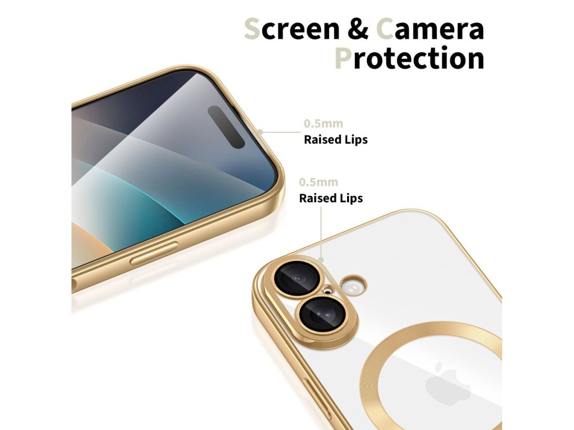 Capa Tech-Protect MagFlex MagSafe para iPhone 17 - Dourada Transparente