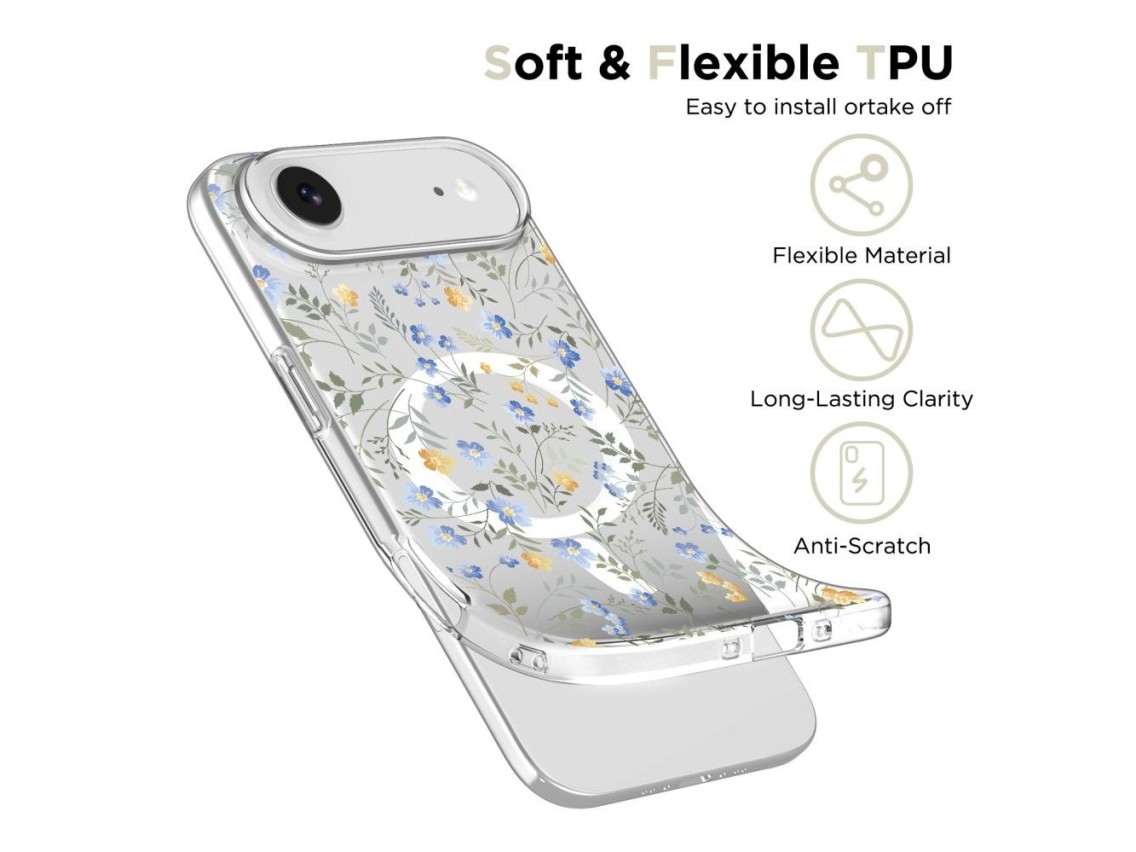 Capa Tech-Protect FlexAir MagSafe para iPhone 17 Air - Margaridas com Folhas
