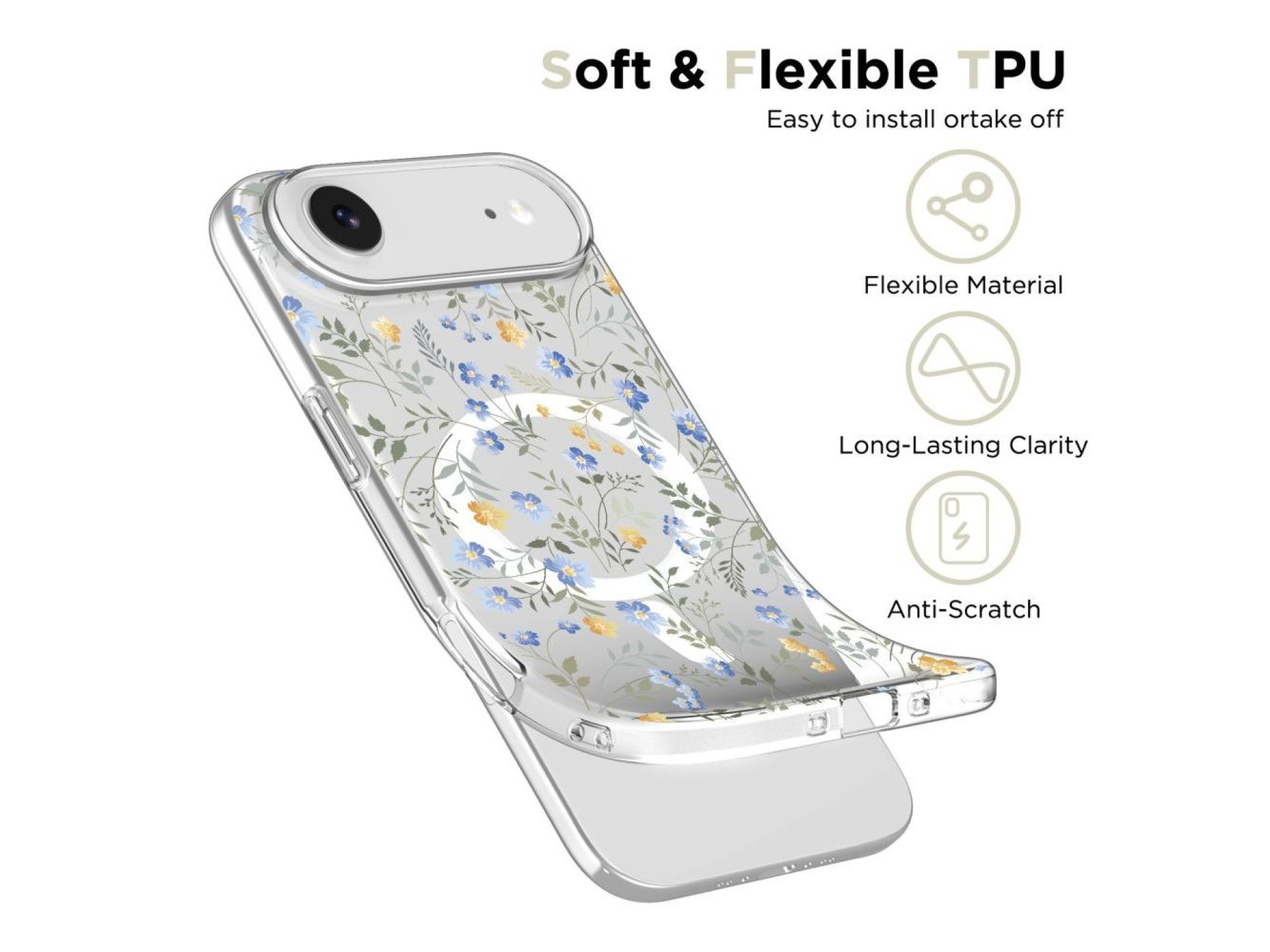 Capa Tech-Protect FlexAir MagSafe para iPhone 17 Air - Margaridas com Folhas