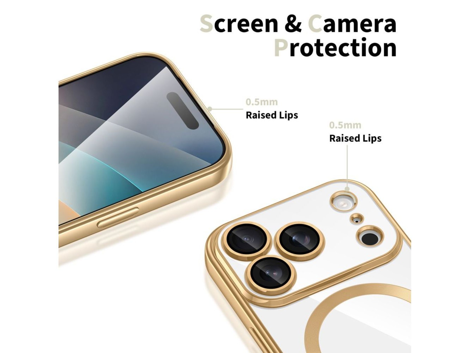 Capa Tech-Protect MagFlex MagSafe para iPhone 17 Pro Max - Dourada Transparente