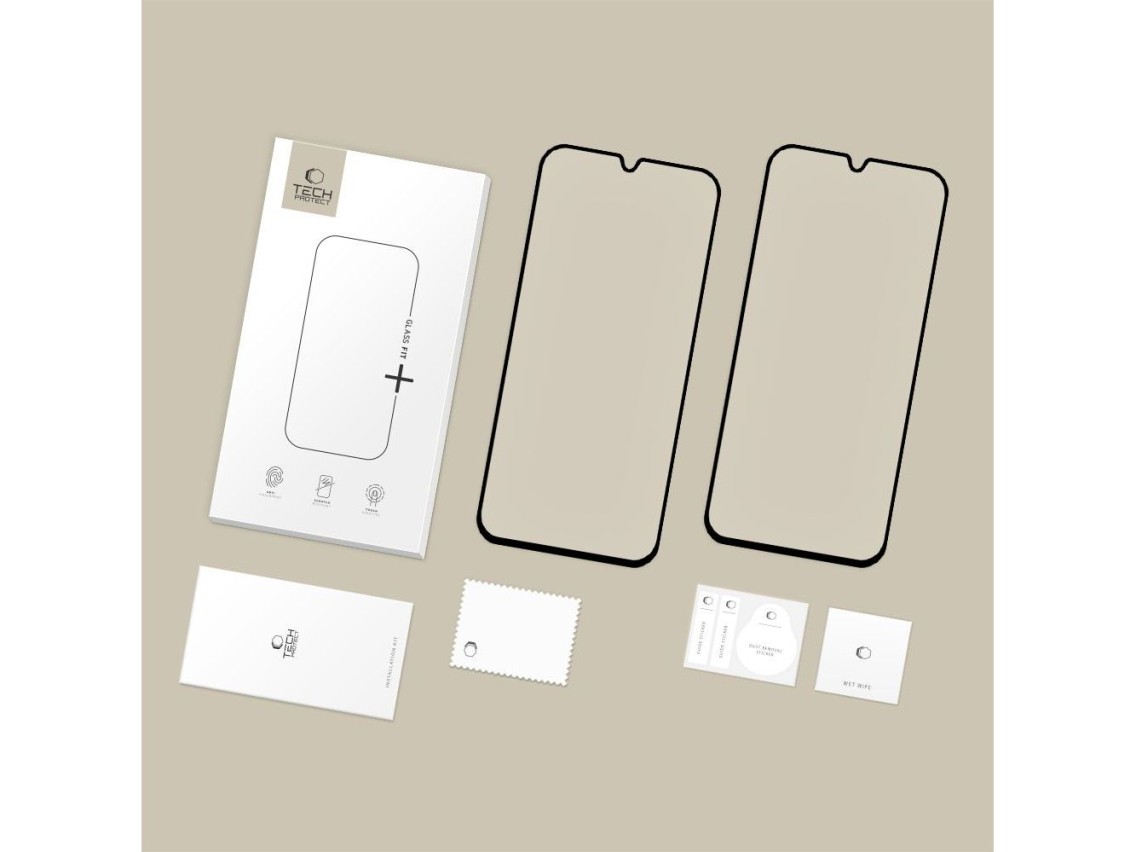 Protector de pantalla de vidrio templado Tech-Protect Glass Fit+ (paquete de 2) para Samsung Galaxy