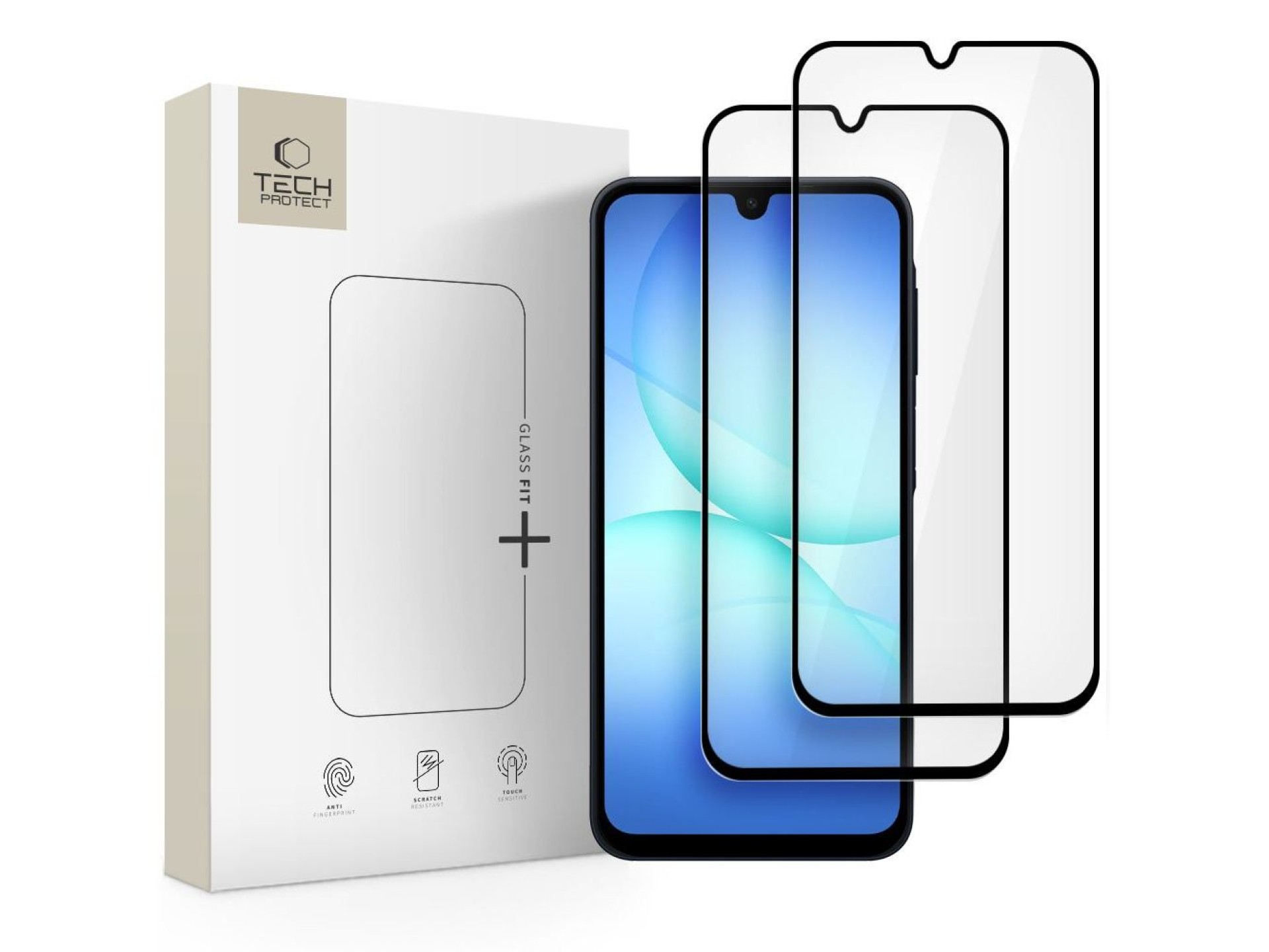 Protector de pantalla de vidrio templado Tech-Protect Glass Fit+ (paquete de 2) para Samsung Galaxy
