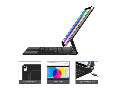 Capa magn�tica Tech-Protect Smartcase com teclado para iPad 10.9� 2022 / iPad 11� 2025 - Preta