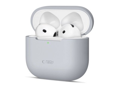 Funda de silicona Tech-Protect para Apple AirPods 4 - Gris Funda de silicona Tech-Protect para Apple AirPods 4 - Gris