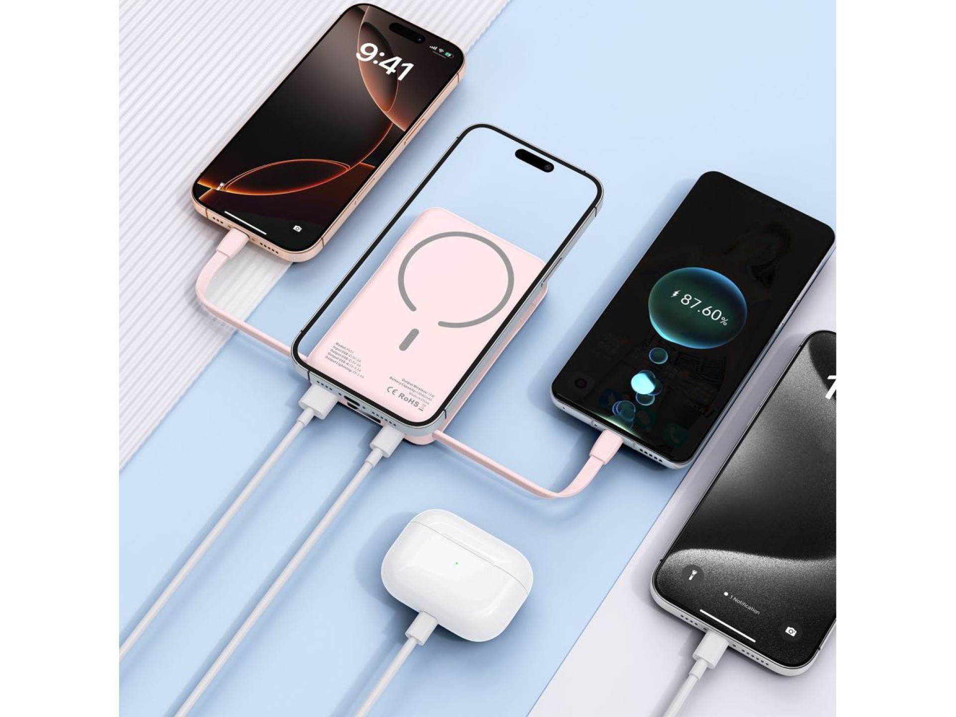 Powerbank Tech-Protect PB31 LifeMag MagSafe 10000 mAh - rosa