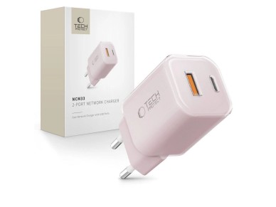 Cargador de pared Tech-Protect NCM33W de 2 puertos PD33W/QC3.0 - rosa Cargador de pared Tech-Protect NCM33W de 2 puertos PD33W/QC3.0 - rosa