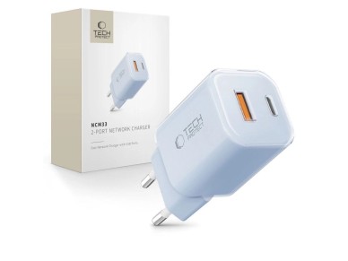 Carregador de parede Tech-Protect NCM33W de 2 portas PD33W/QC3.0 - azul Carregador de parede Tech-Protect NCM33W de 2 portas PD33W/QC3.0 - azul