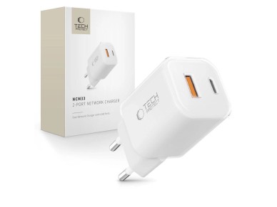 Tech-Protect NCM33W 2-port PD33W/QC3.0 wall charger - white Tech-Protect NCM33W 2-port PD33W/QC3.0 wall charger - white