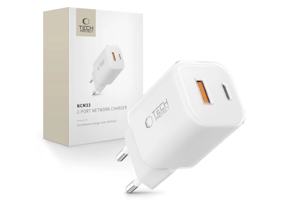Tech-Protect NCM33W 2-port PD33W/QC3.0 wall charger - white