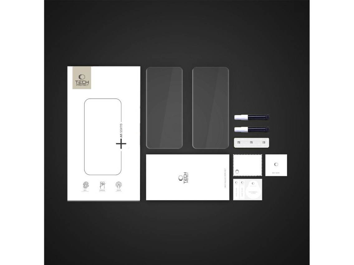 Película de vidro temperado Tech-Protect Glass UV+ (pacote com 2) para Motorola Edge 60 Fusion - tra