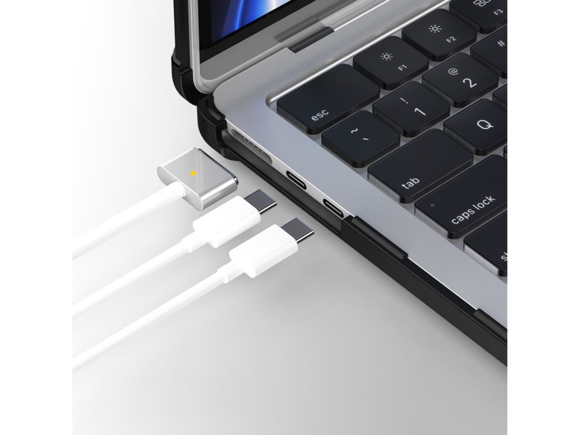 Capa Tech-Protect SmartShell Pro para MacBook Air 13" 2023-2025 M2 / M3 / M4 - transparente e preta