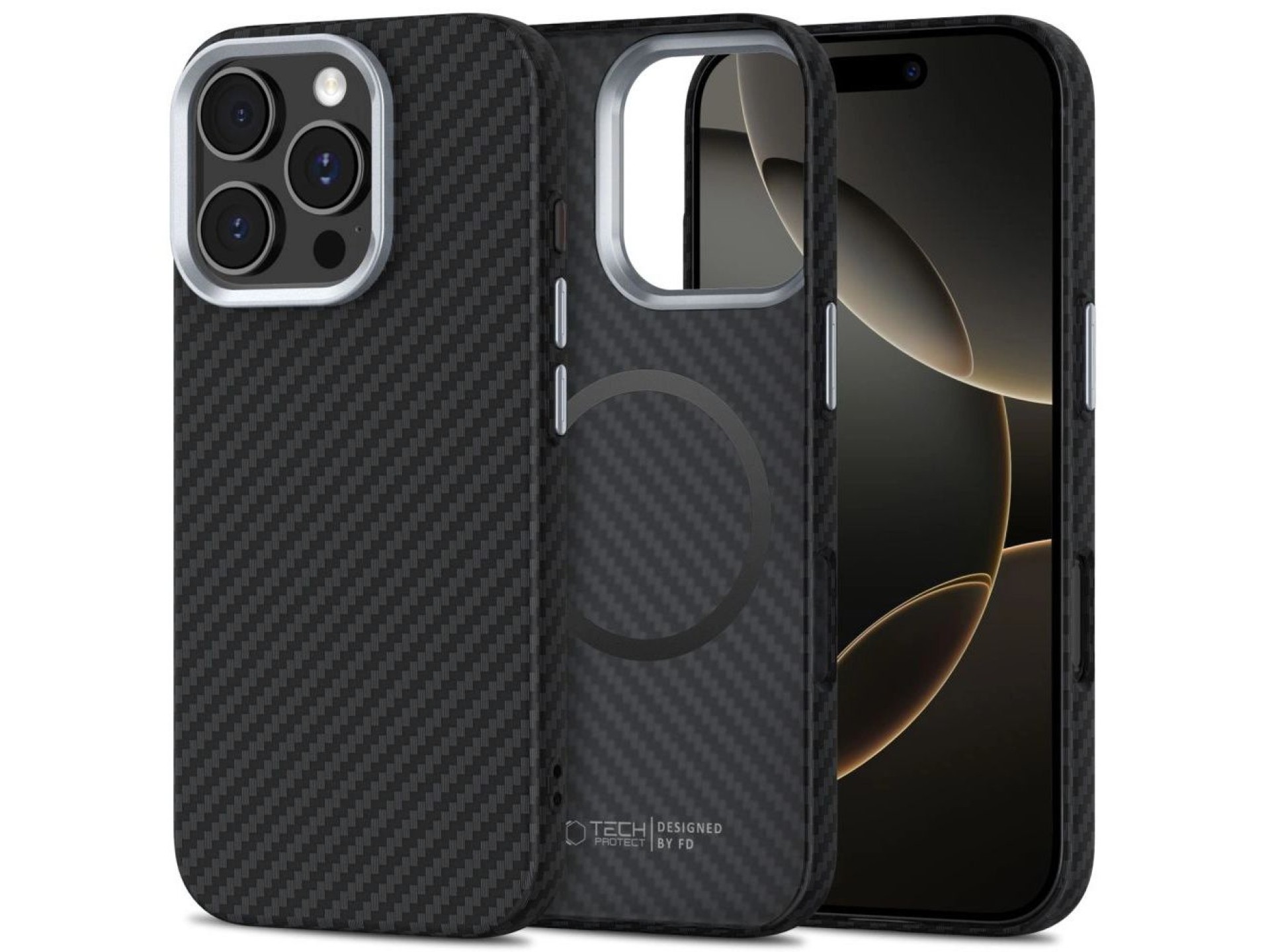 Capa Tech-Protect Ion Carbon MagSafe para iPhone 16 Pro Max - Preto/Cinza