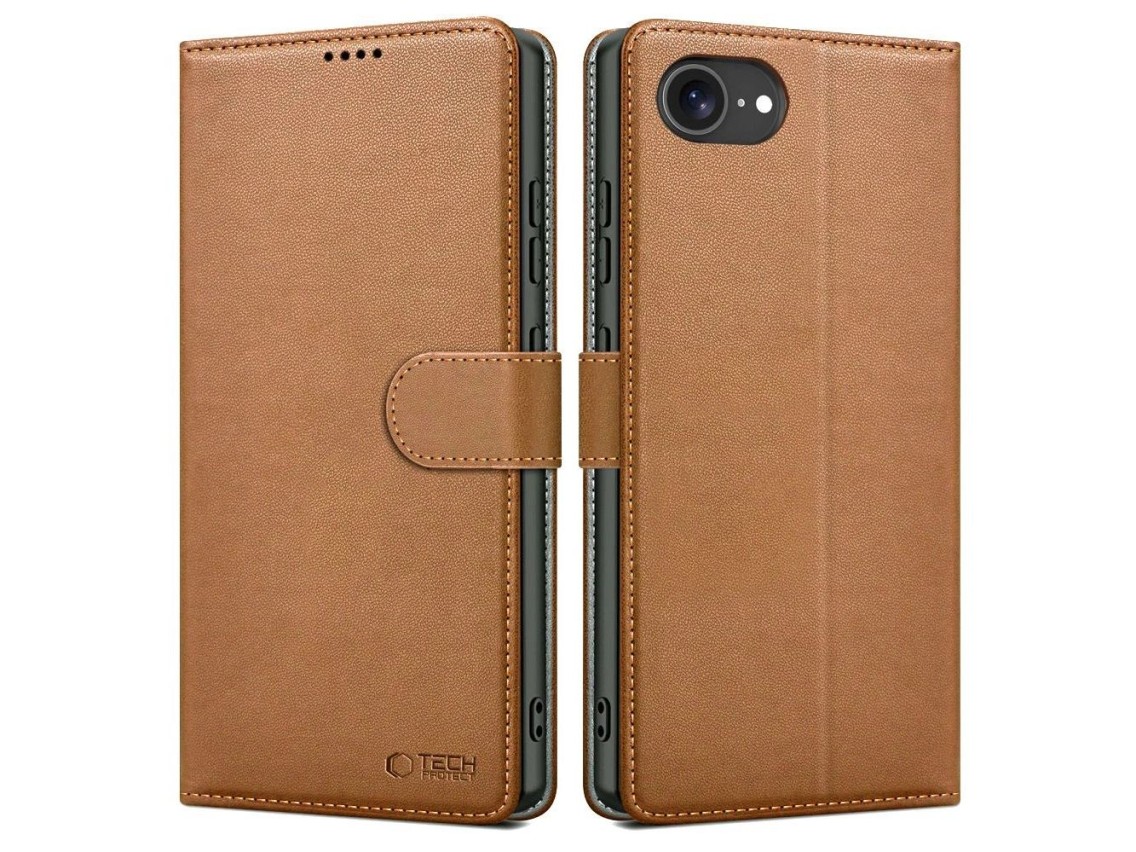 Tech-Protect Wallet Case for iPhone 16e / 17e - Brown
