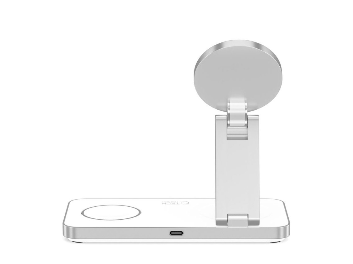 Carregador indutivo Tech-Protect QI15W-A47 MagSafe 3 em 1 + Cabo USB-C - Branco