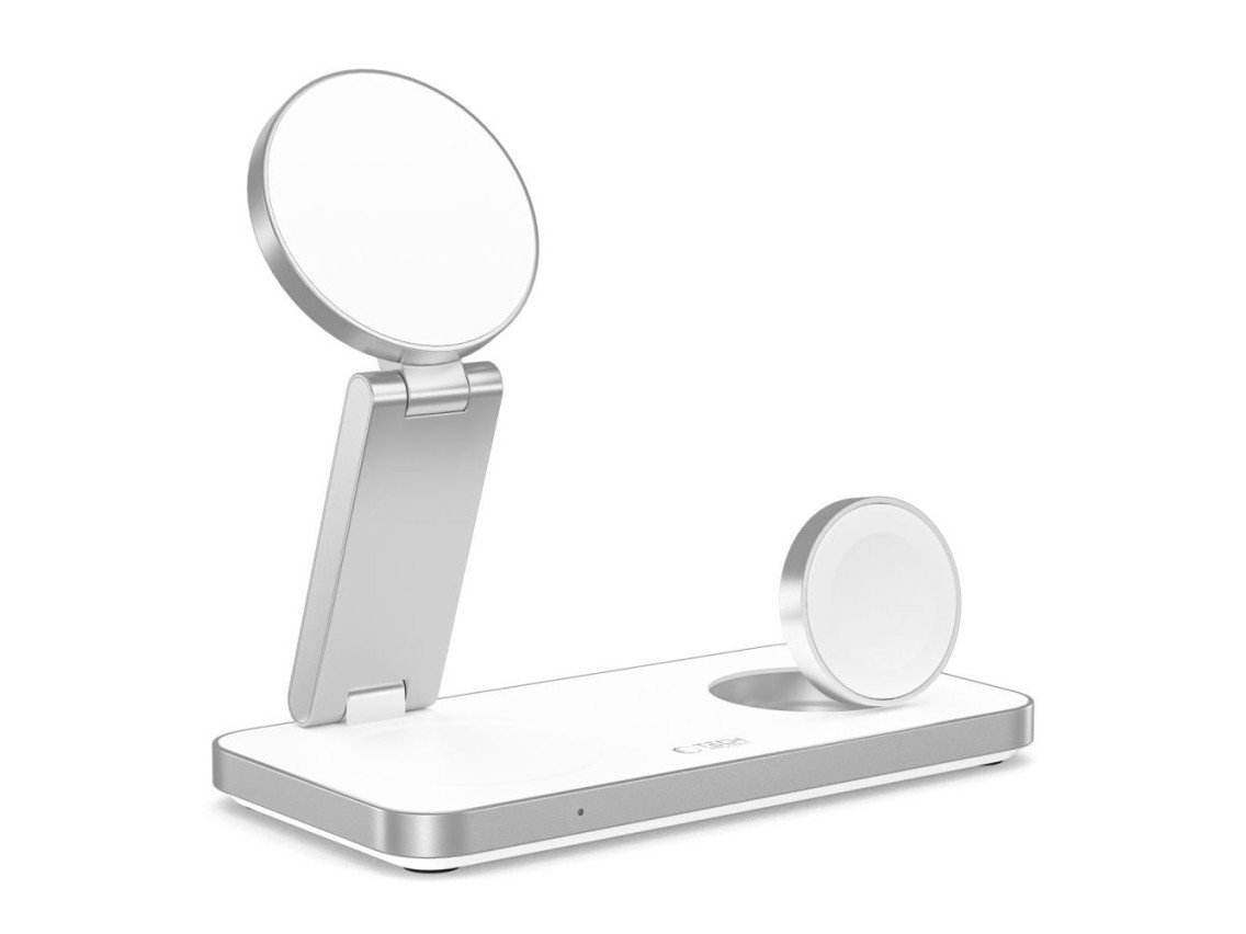 Carregador indutivo Tech-Protect QI15W-A47 MagSafe 3 em 1 + Cabo USB-C - Branco
