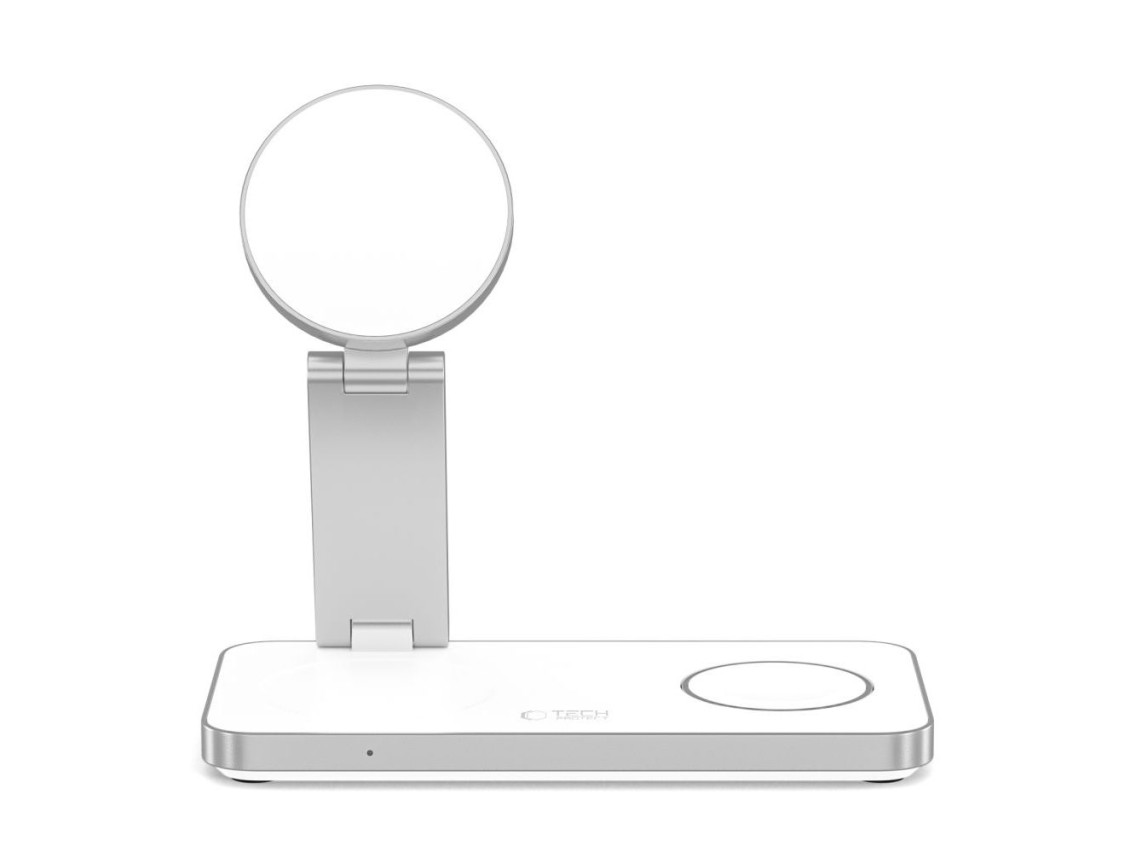Carregador indutivo Tech-Protect QI15W-A47 MagSafe 3 em 1 + Cabo USB-C - Branco