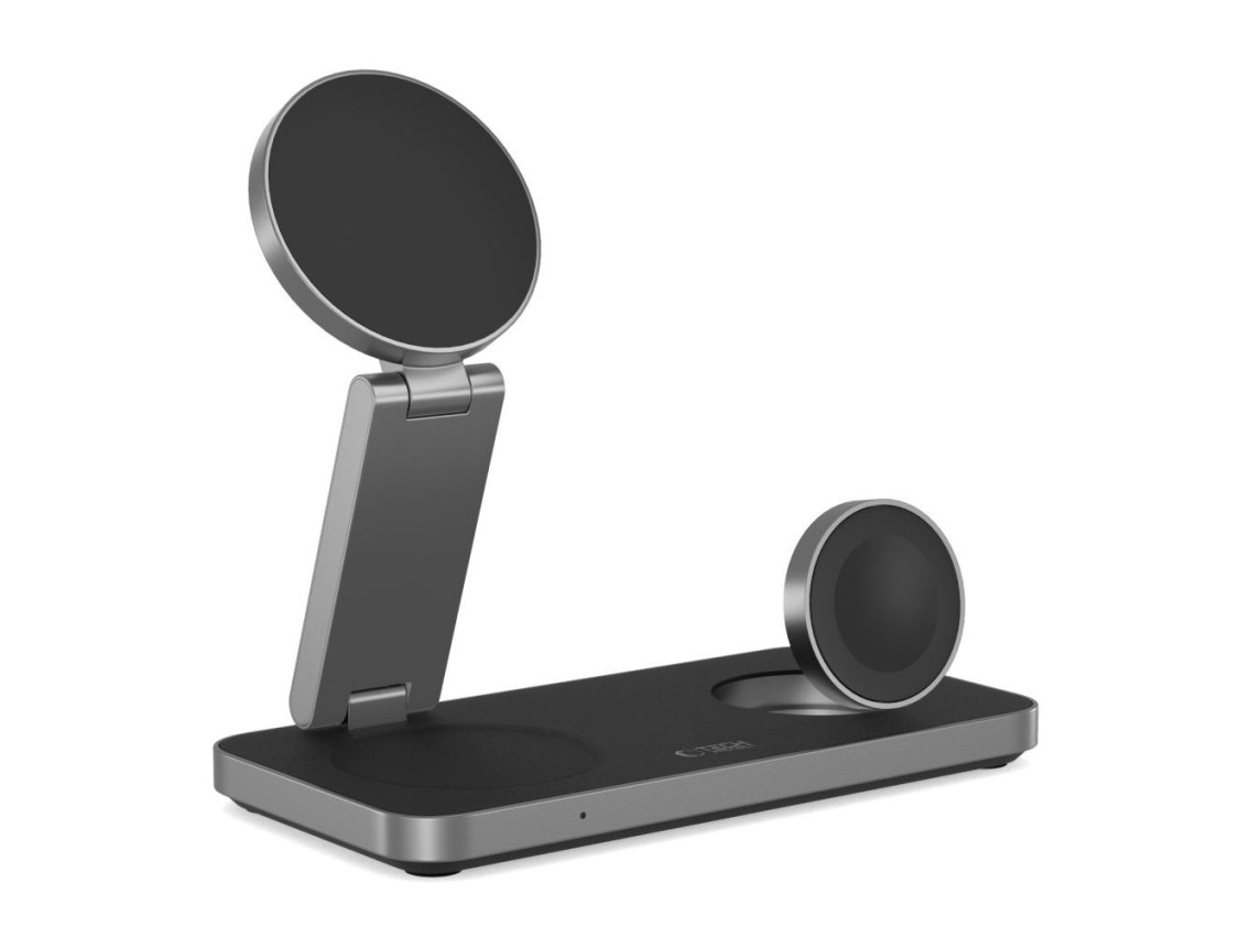 Carregador indutivo Tech-Protect QI15W-A47 MagSafe 3 em 1 + Cabo USB-C - Preto
