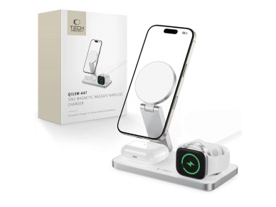 Tech-Protect QI15W-A47 MagSafe 3in1 Inductive Charger + USB-C Cable - White Tech-Protect QI15W-A47 MagSafe 3in1 Inductive Charger + USB-C Cable - White