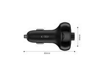 Carregador veicular Tech-Protect CC06 de 3 portas PD72W com transmissor - preto