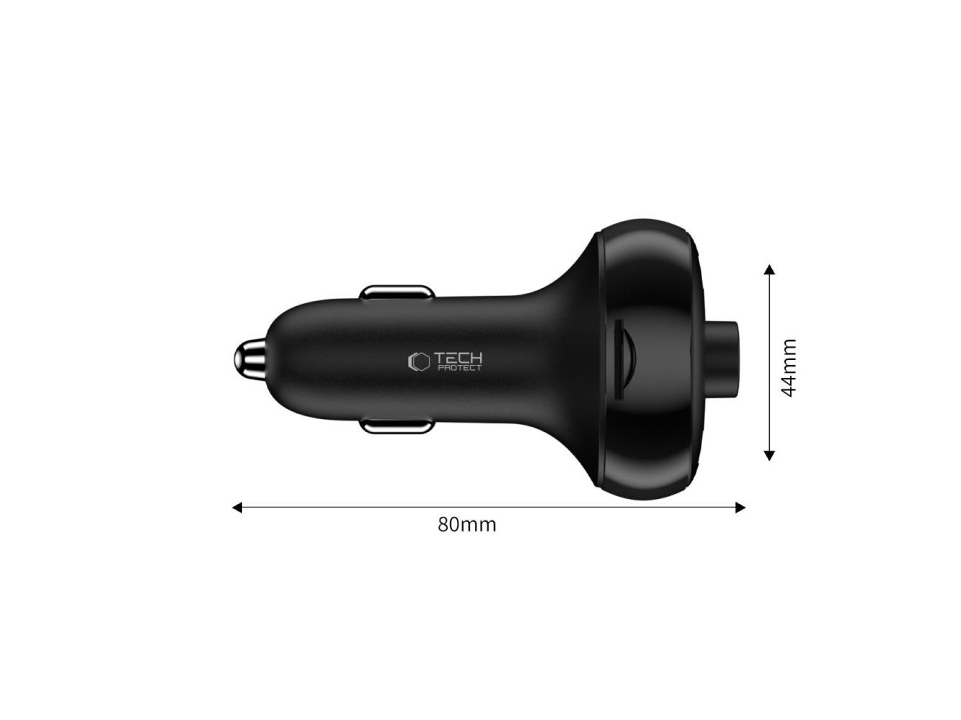 Carregador veicular Tech-Protect CC06 de 3 portas PD72W com transmissor - preto