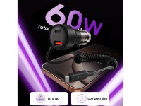 Cargador de coche CC05 de 2 puertos PD60 W + cable USB-C - Negro Cargador de coche CC05 de 2 puertos PD60 W + cable USB-C - Negro