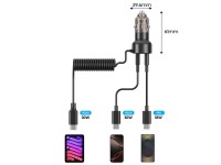 Cargador de coche CC05 de 2 puertos PD60 W + cable USB-C - Negro Cargador de coche CC05 de 2 puertos PD60 W + cable USB-C - Negro