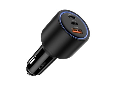 Carregador veicular CC04 de 3 portas PD130W - preto