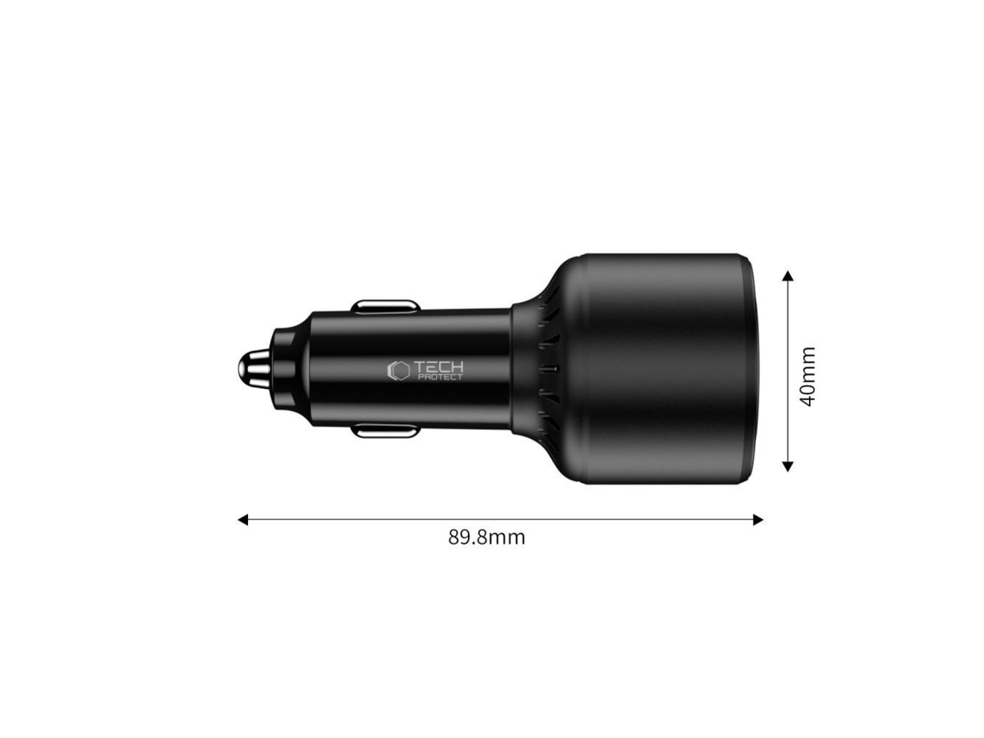 Carregador veicular CC04 de 3 portas PD175W - preto