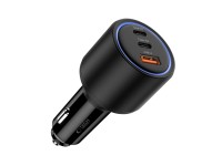 Carregador veicular CC04 de 3 portas PD175W - preto