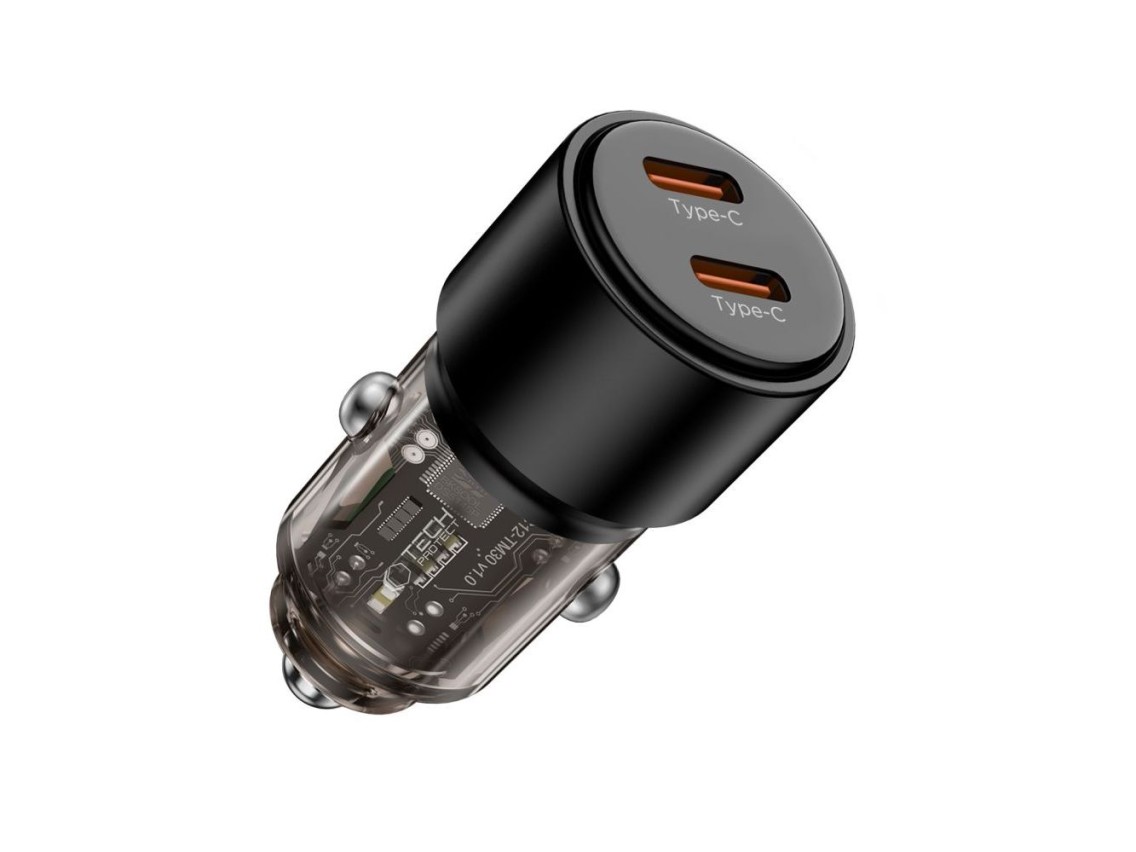 Cargador de coche CC03 de 2 puertos PD100W - negro
