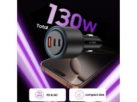 Carregador veicular CC04 de 3 portas PD130W - preto
