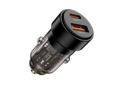 Carregador veicular CC03 de 2 portas PD75W - preto