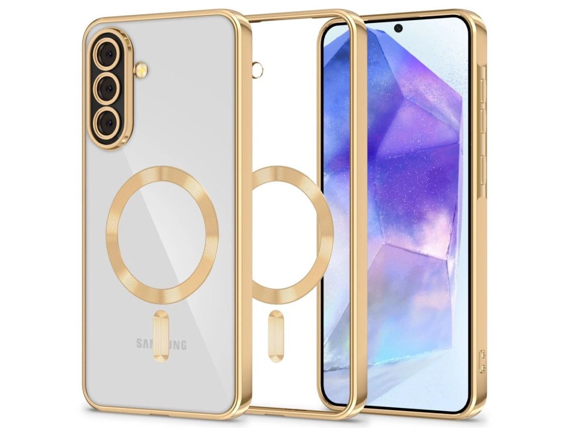 Capa Tech-Protect MagFlex MagSafe para Samsung Galaxy A56 5G - Dourado Transparente