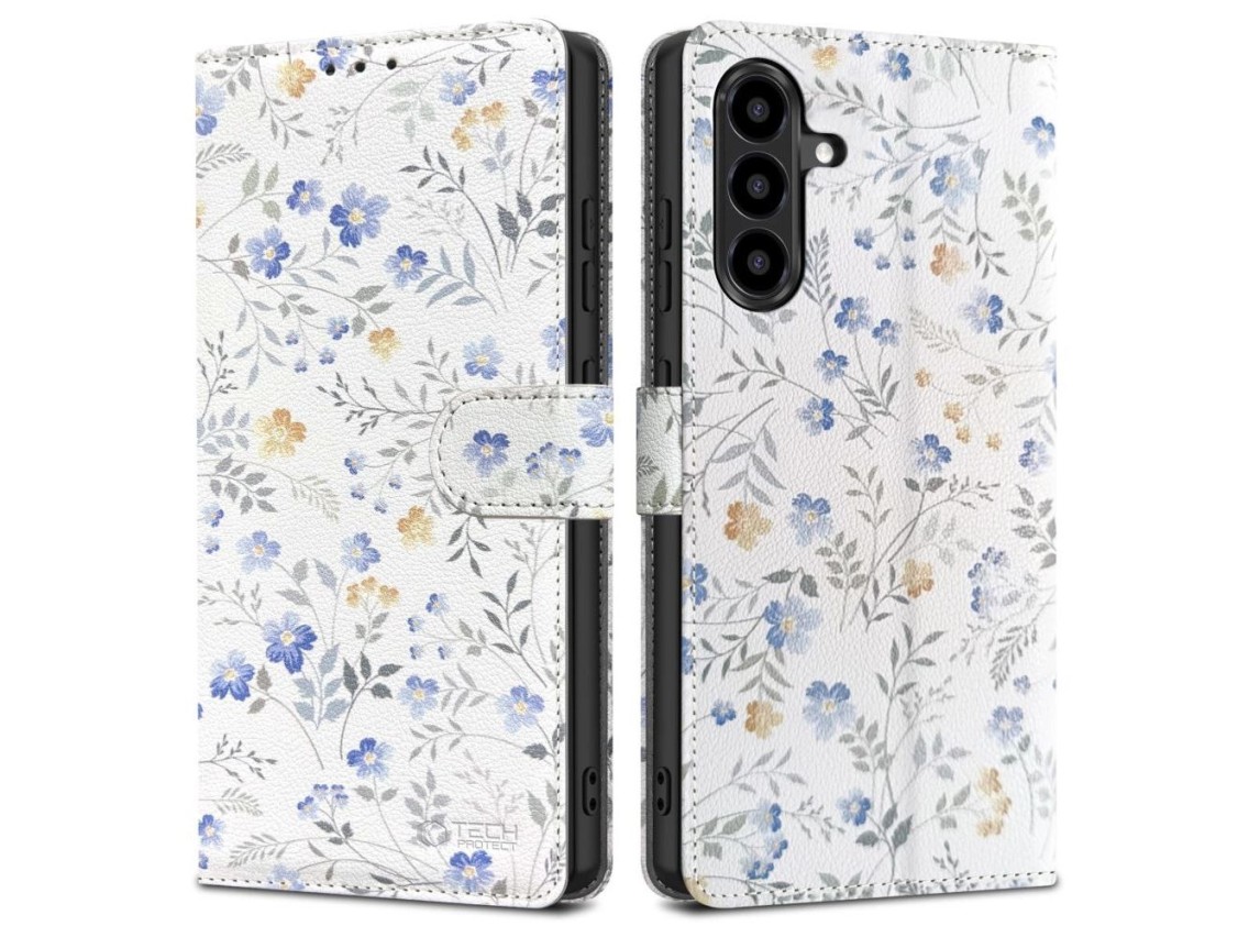 Funda tipo cartera Tech-Protect para Samsung Galaxy A56 5G - Margaritas blancas