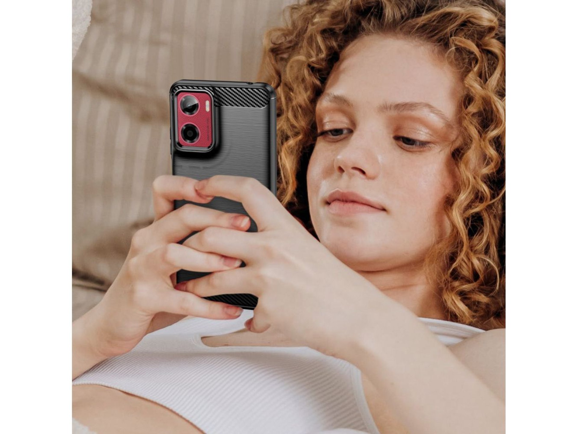 Funda Tech-Protect TPUCarbon para Motorola Moto G05 / E15 - Negra