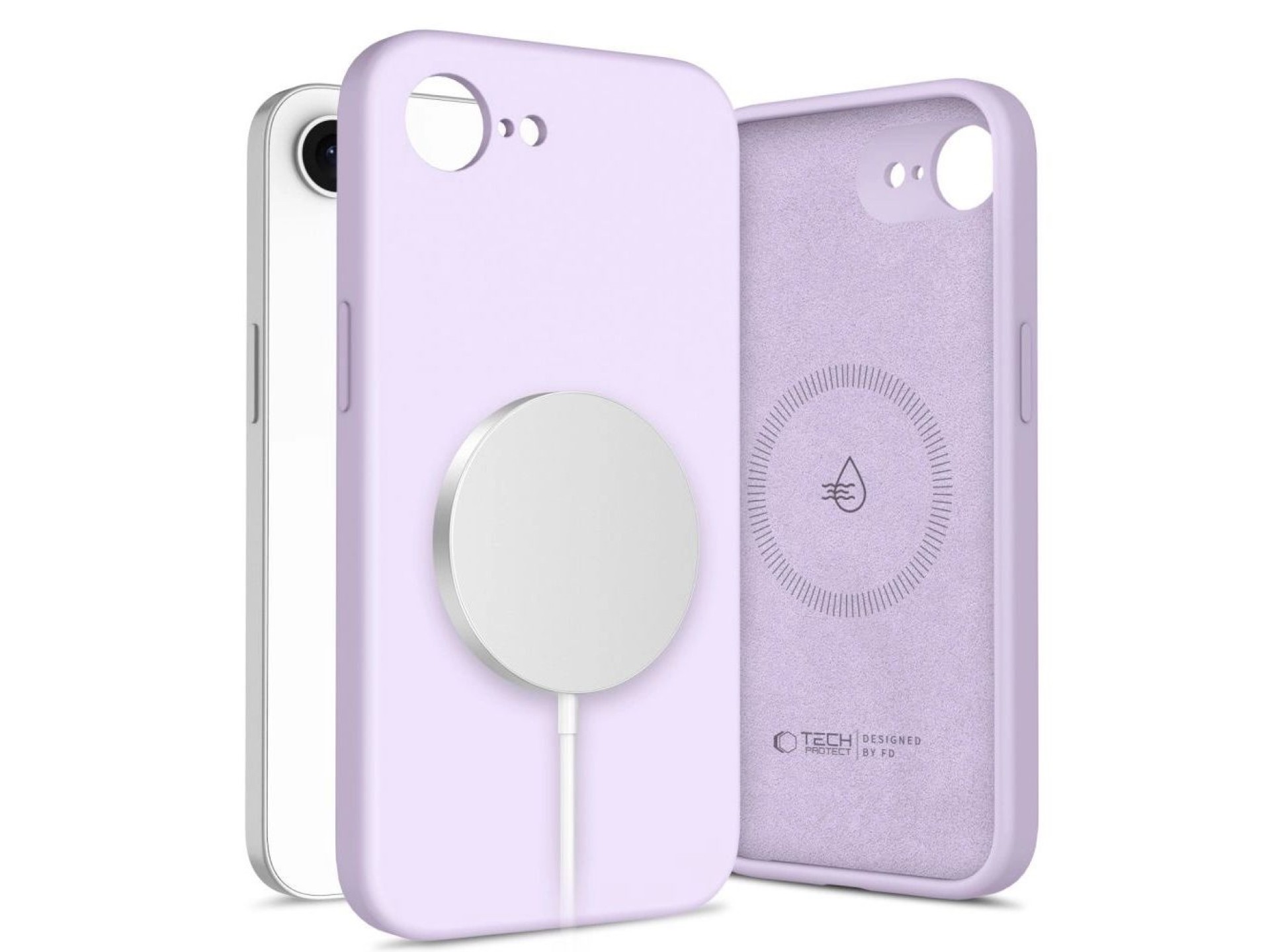 Capa Tech-Protect de silicone líquido MagSafe para iPhone 16e / 17e - Roxa
