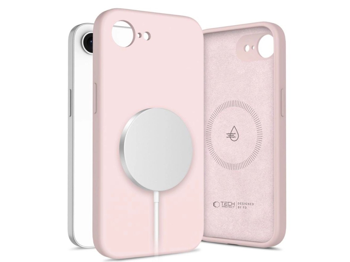 Capa Tech-Protect MagSafe de silicone líquido para iPhone 16e/17e - Rosa
