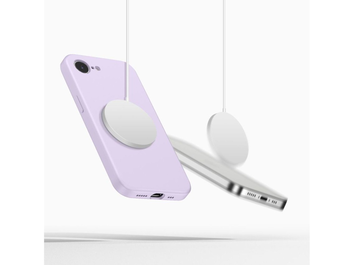 Capa Tech-Protect de silicone líquido MagSafe para iPhone 16e / 17e - Roxa