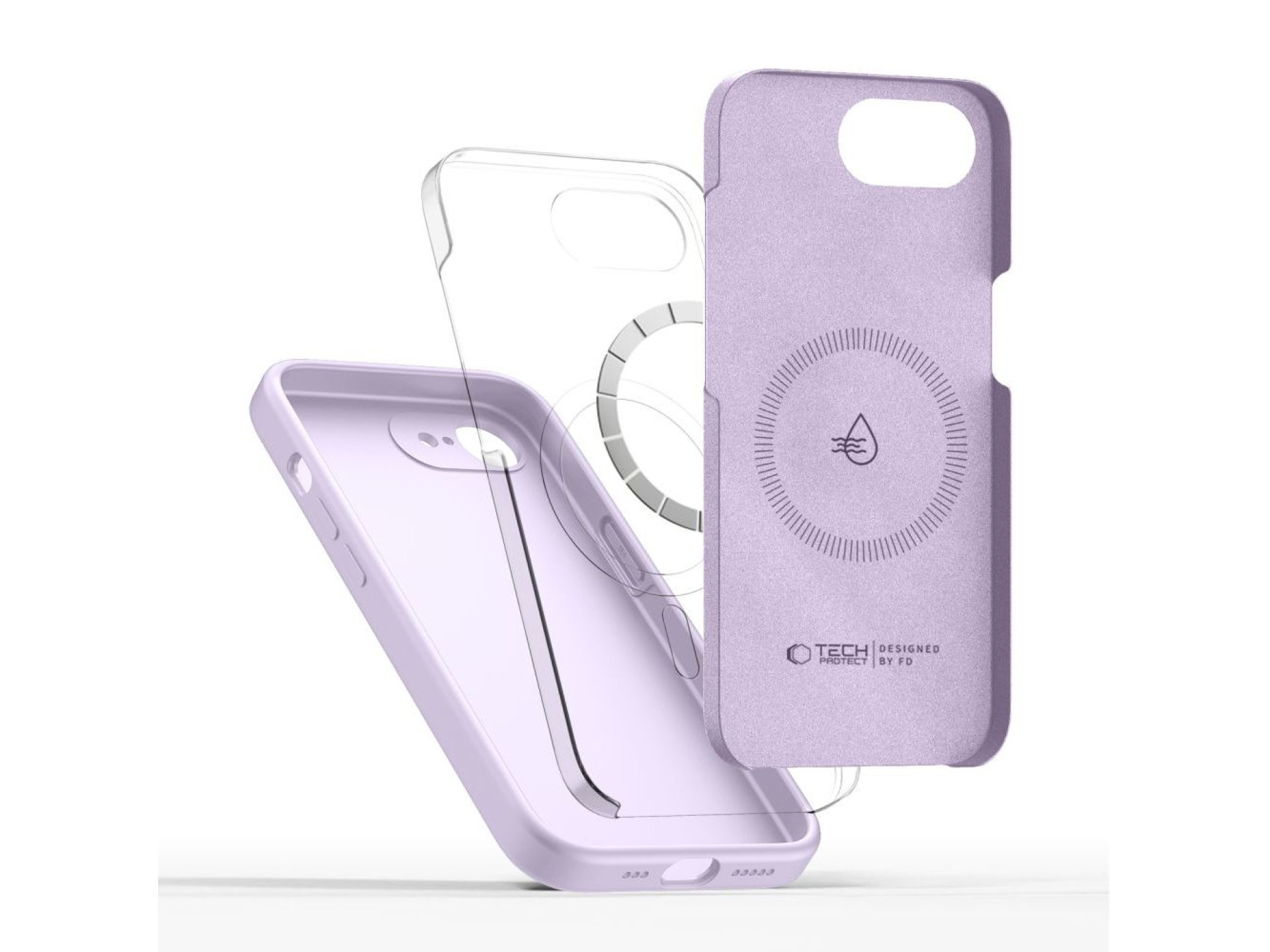 Capa Tech-Protect de silicone líquido MagSafe para iPhone 16e / 17e - Roxa