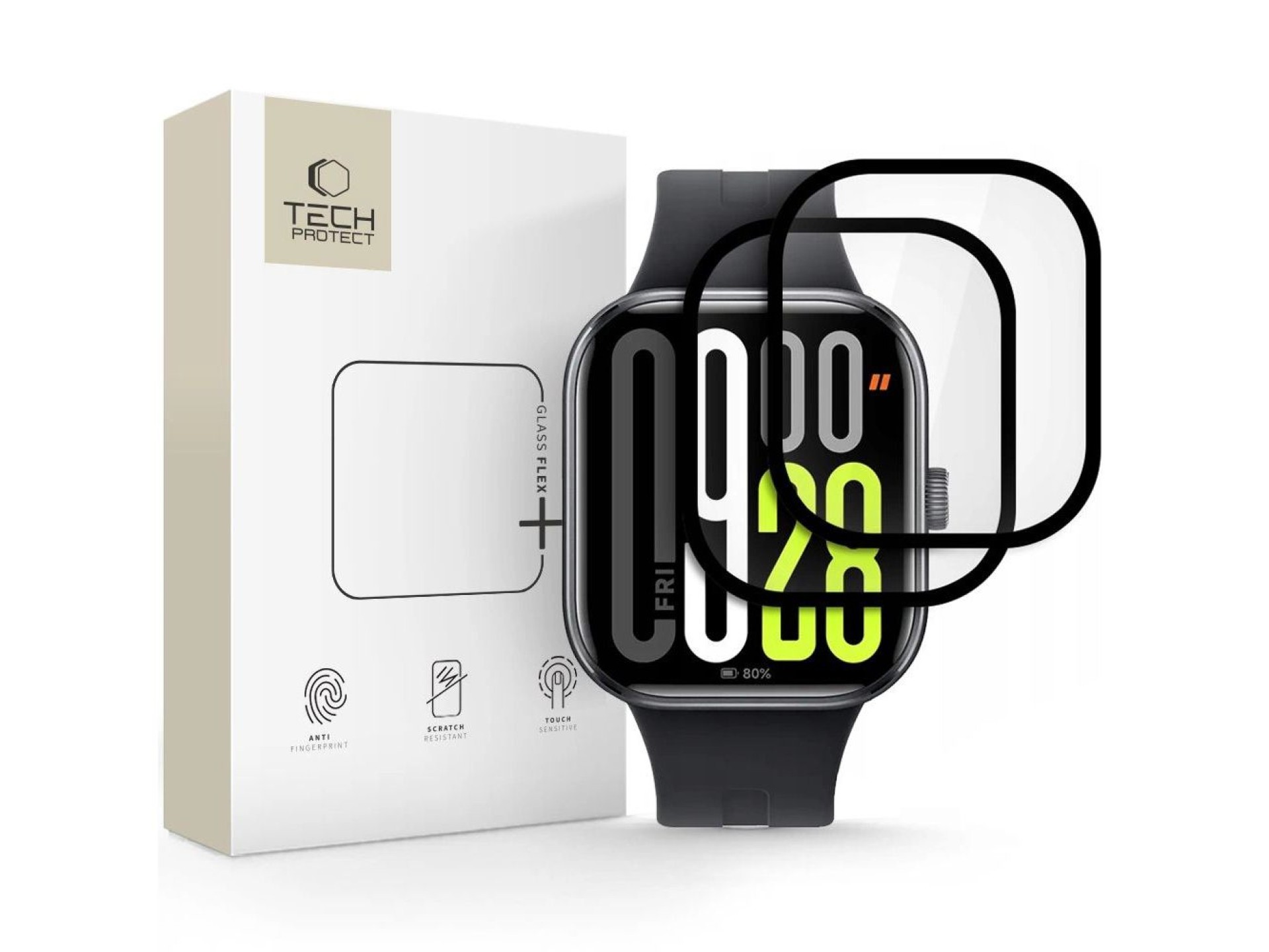 Tech-Protect Glass Flex+ Hybrid Glass (pacote com 2) para Xiaomi Redmi Watch 5 - Preto